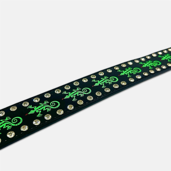 Loosey - Ghecko Rhinestone Belt - Black