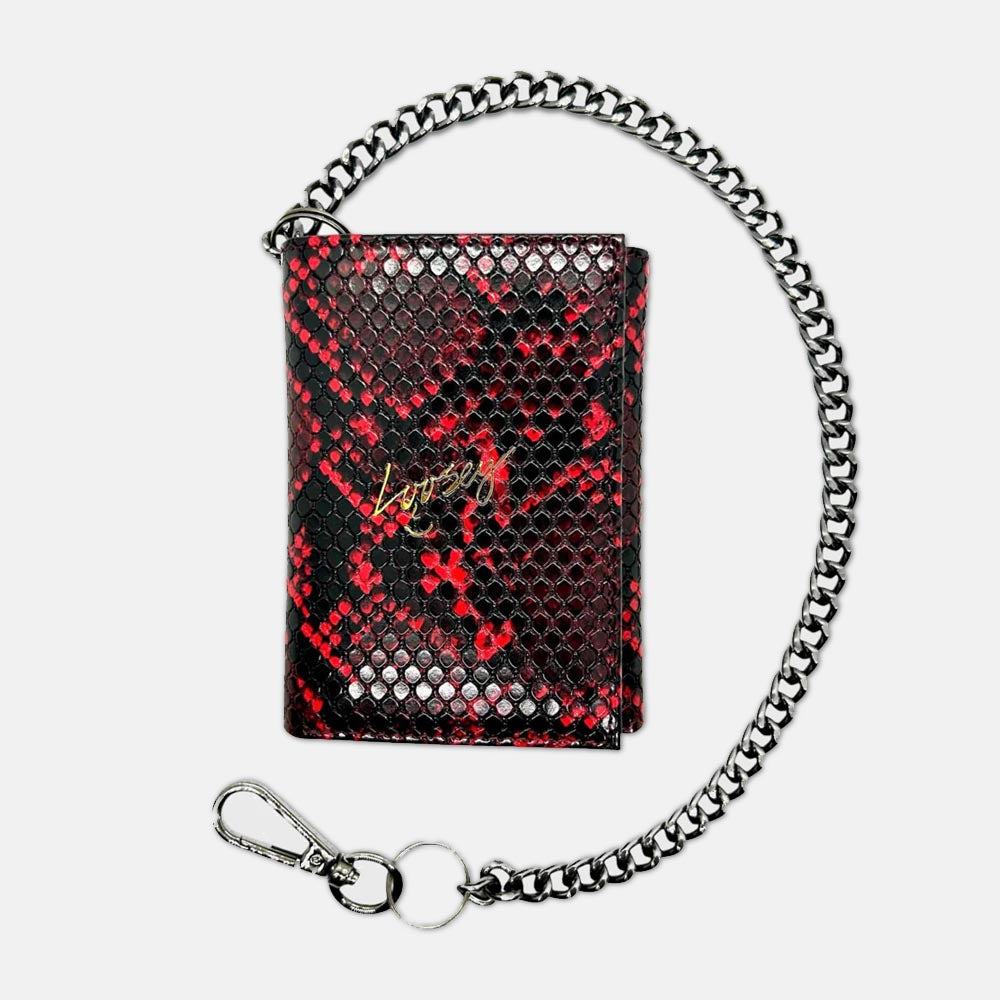 Loosey - Snake Skin Chain Wallet - Red