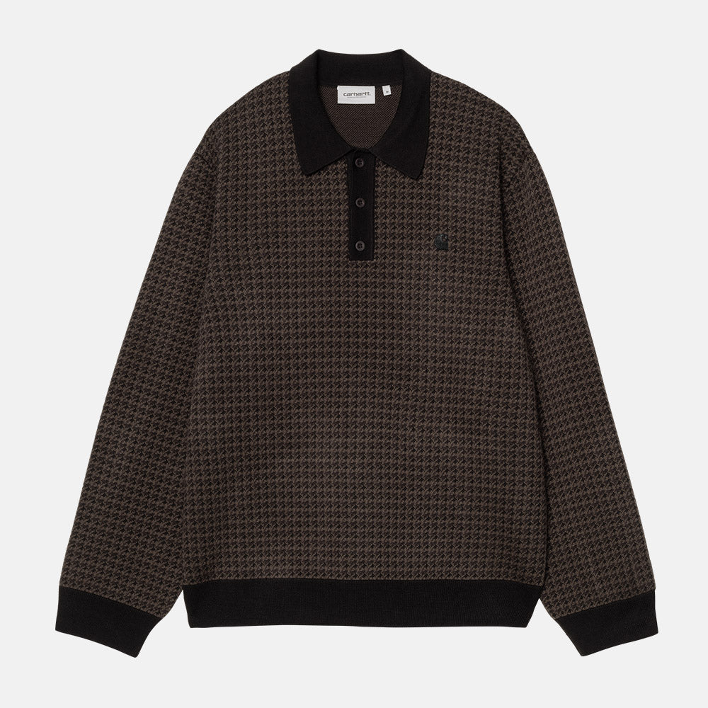 Carhartt WIP - Lowis Longsleeve Polo Jumper - Lowis Houndstooth / Vitola Heather