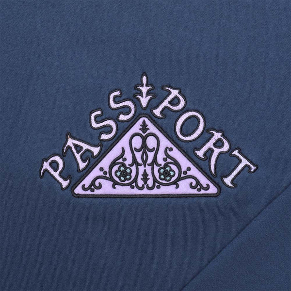 Pass Port Skateboards - Manuscript Embroidered Crewneck Sweatshirt - Navy