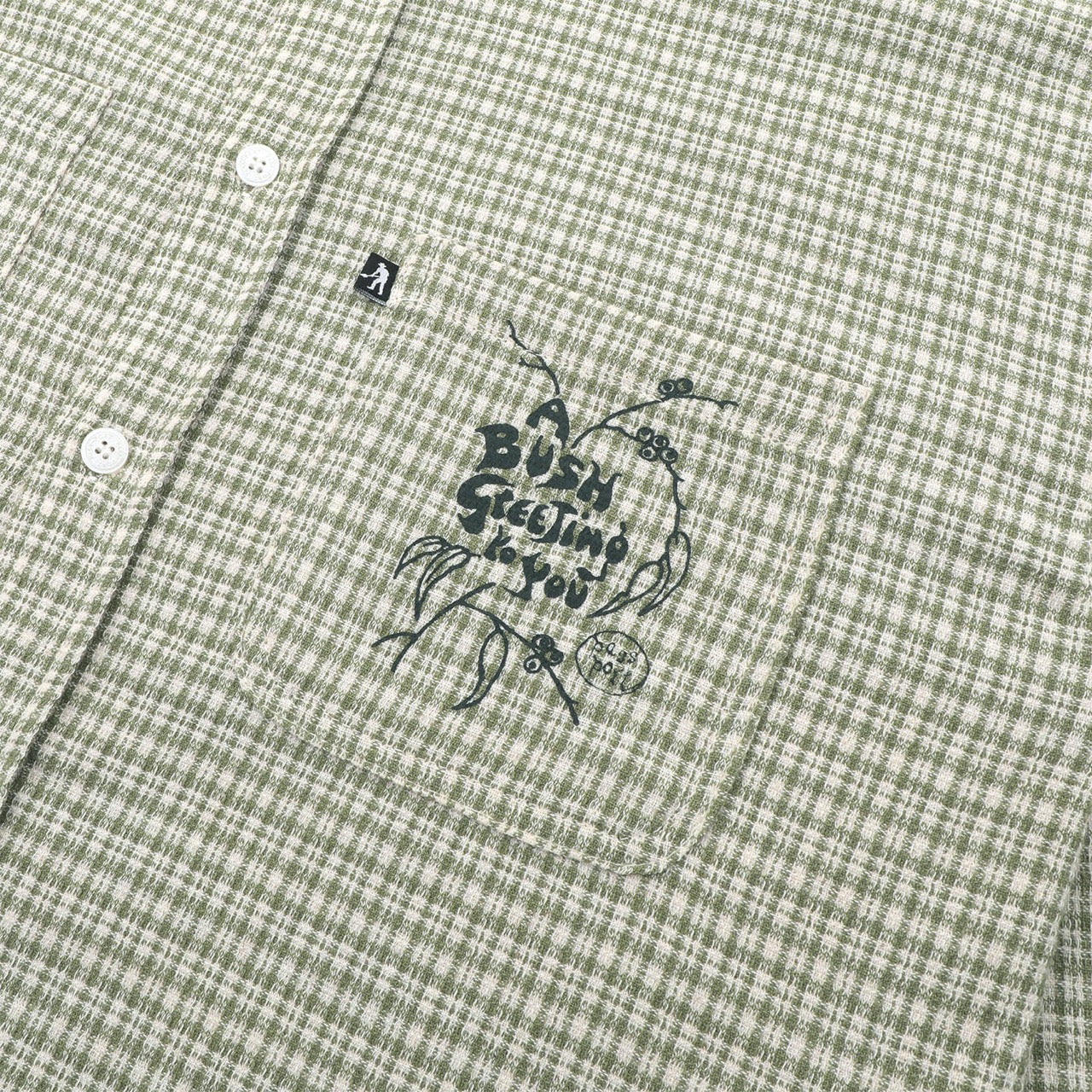 Pass Port Skateboards - May Gibbs Bush Greeting Workers Check Longsleeve Shirt - Moss Green