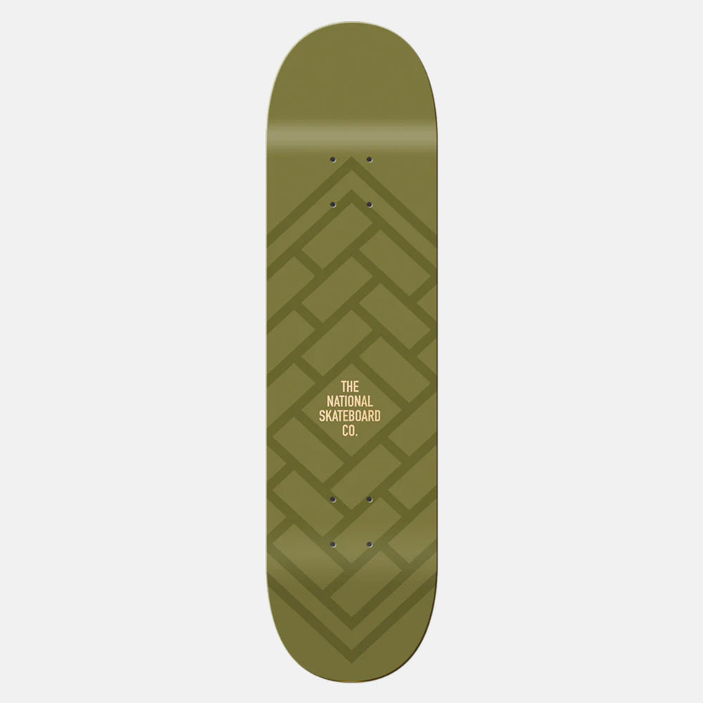 The National Skateboard Co. - 8.25" - Logo Gloss Skateboard Deck - Matte Olive (High Concave)