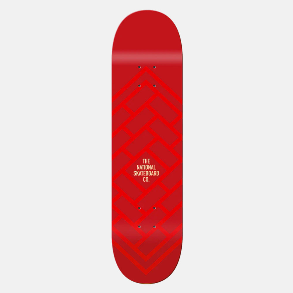 The National Skateboard Co. - 8.0" - Logo Gloss Skateboard Deck - Matte Red (High Concave)
