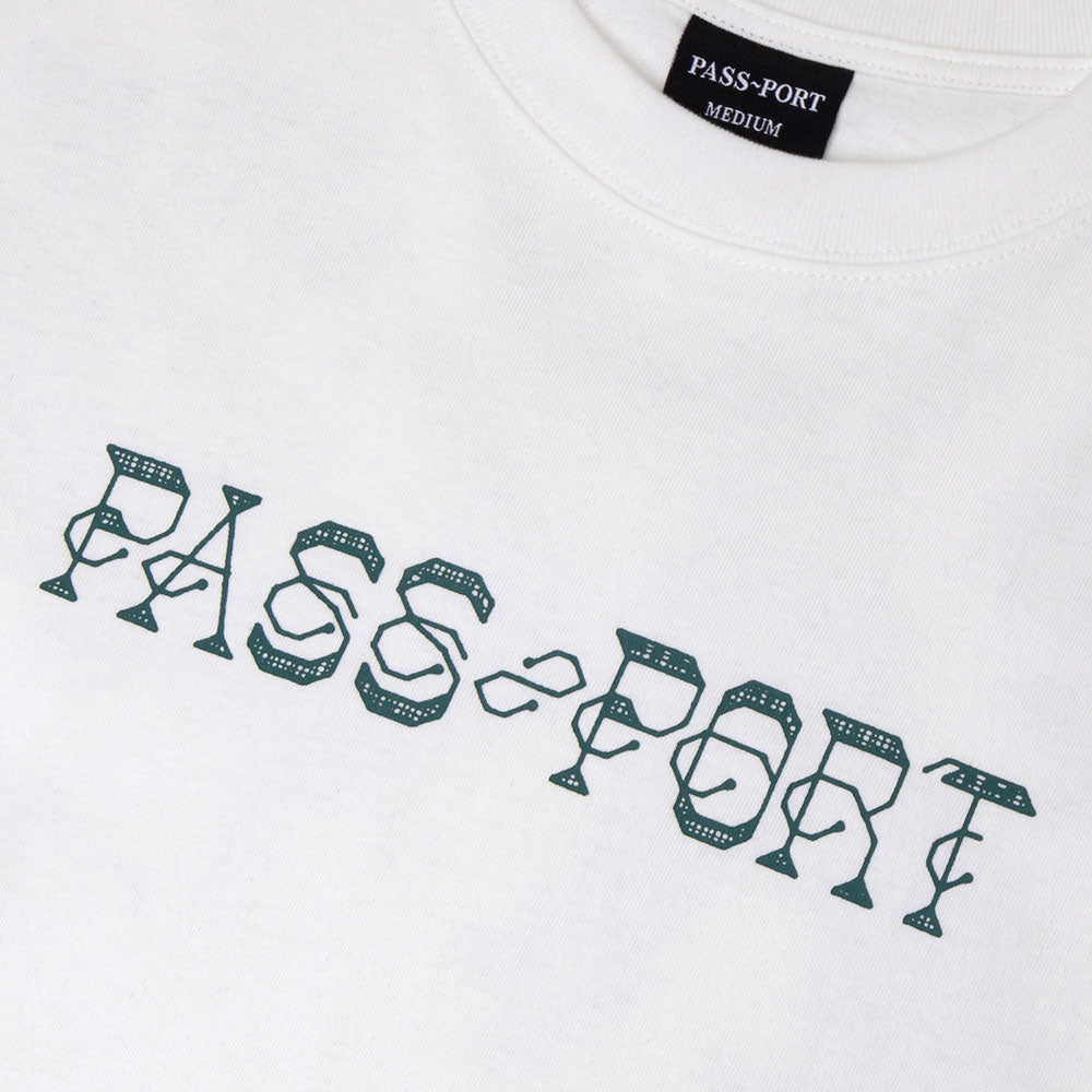 Pass Port Skateboards - Needlework Embroidered T-Shirt - White