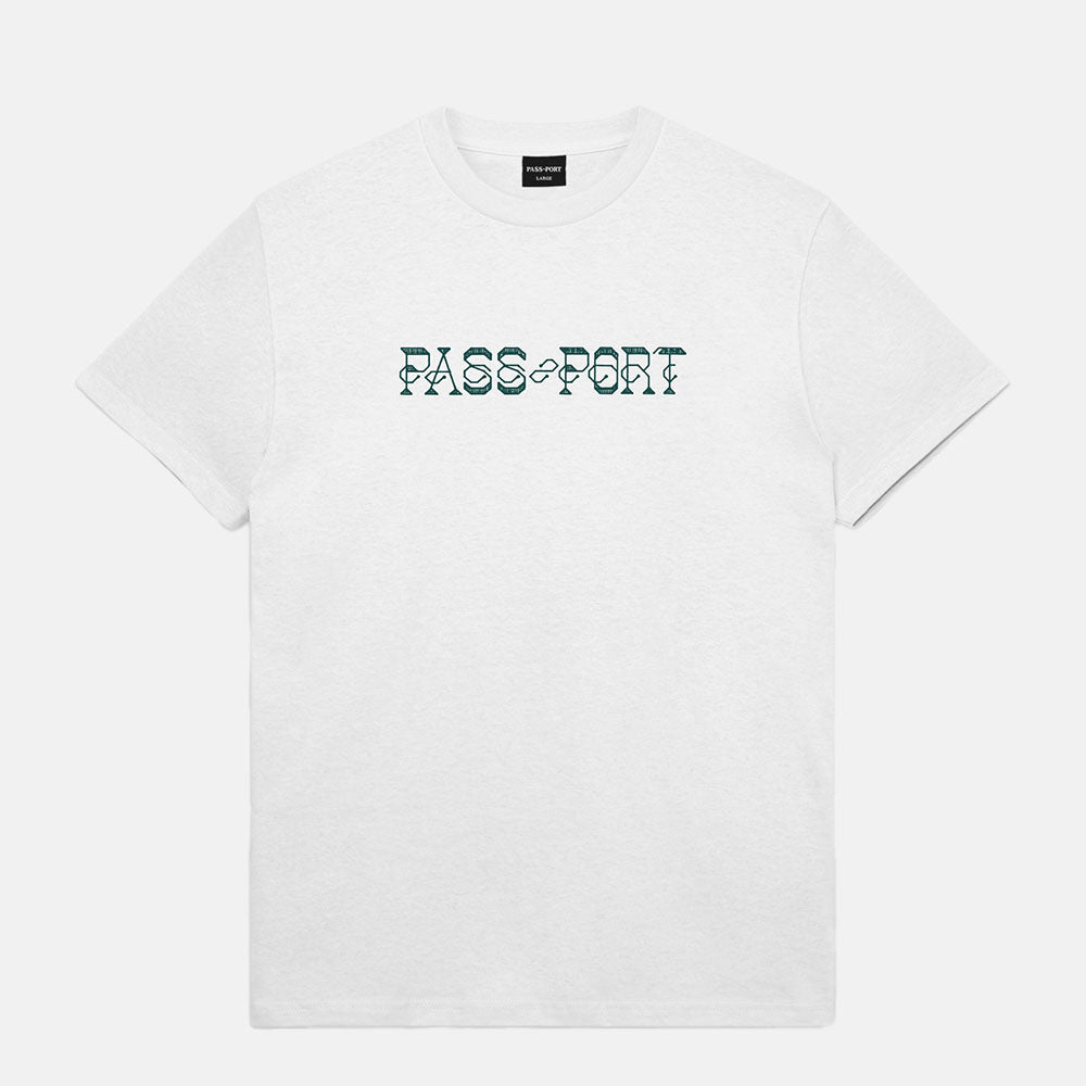 Pass Port Skateboards - Needlework Embroidered T-Shirt - White