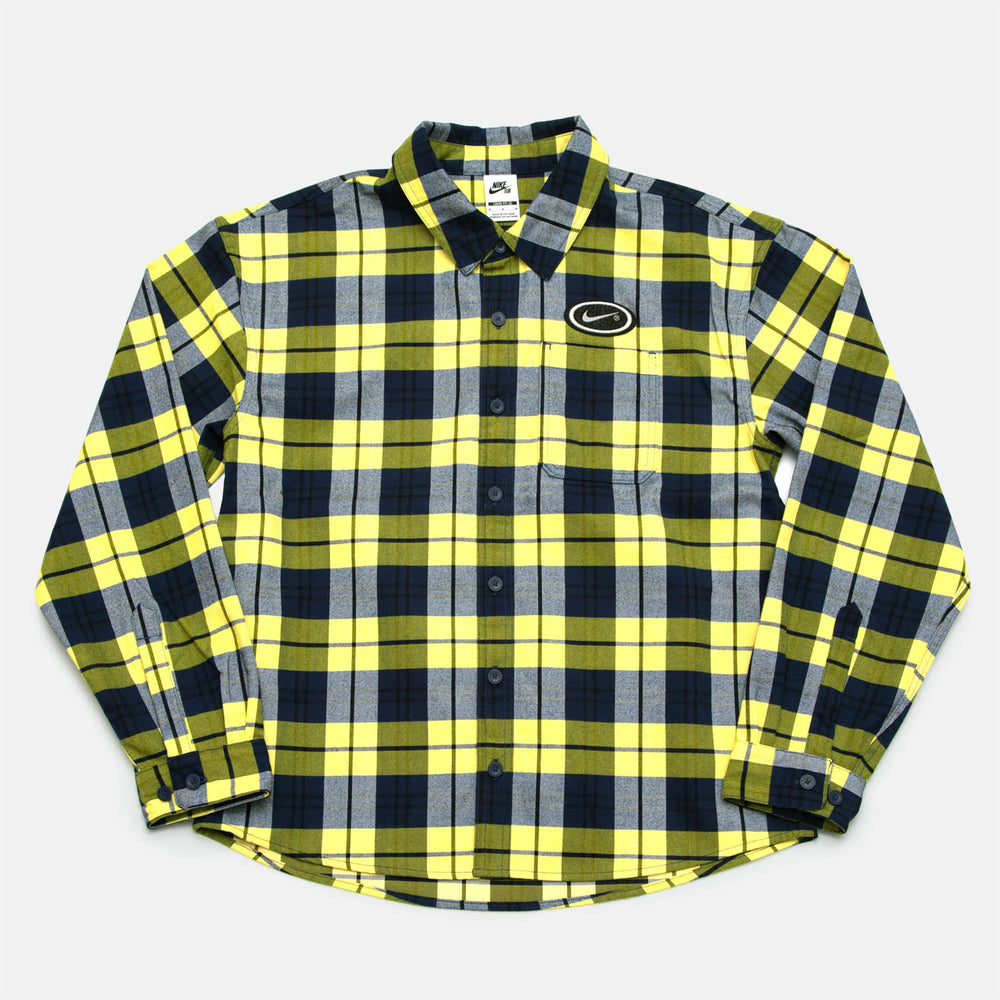 Nike SB - Futura Flannel Longsleeve Shirt - Midnight Navy / Speed Yellow