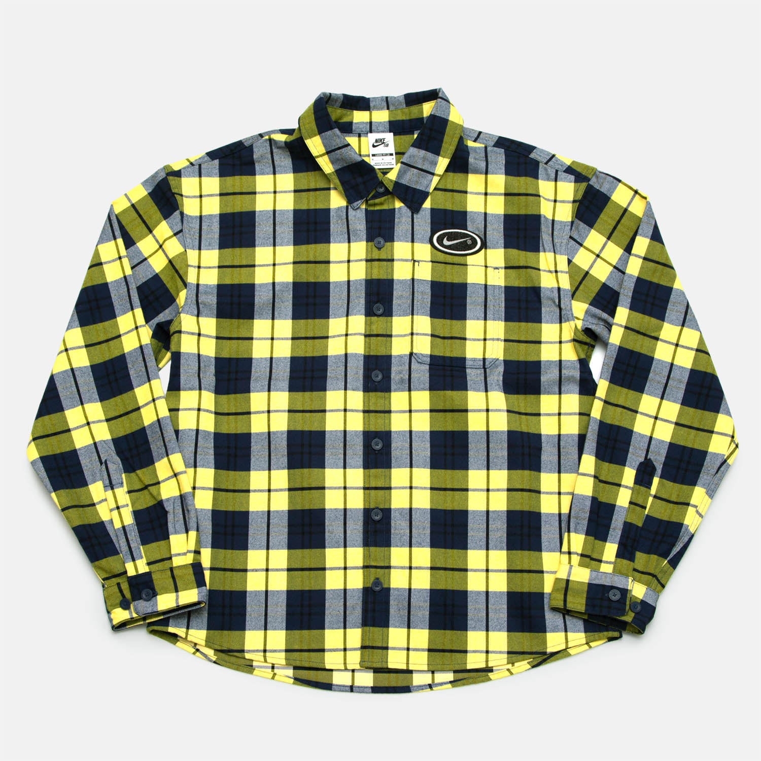 Nike SB - Futura Flannel Longsleeve Shirt - Midnight Navy / Speed Yellow