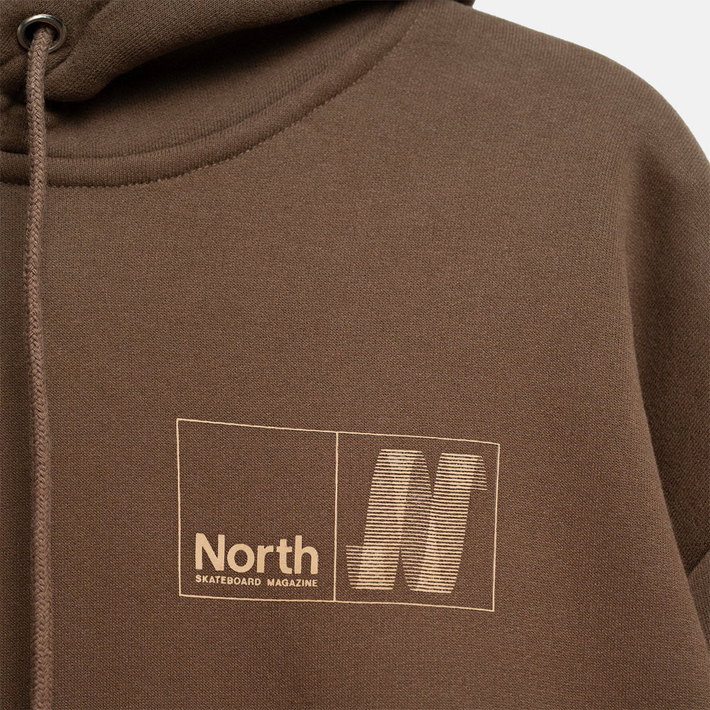 North Skate Mag - N Logo Pullover Hooded Sweatshirt - Brown / Sand