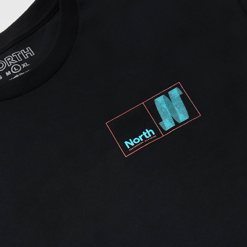 North Skate Mag - N Logo T-Shirt - Black / Blue / Red