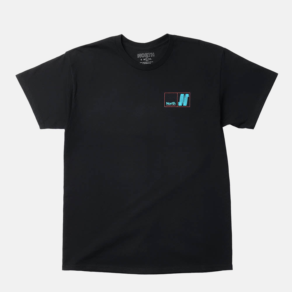 North Skate Mag - N Logo T-Shirt - Black / Blue / Red