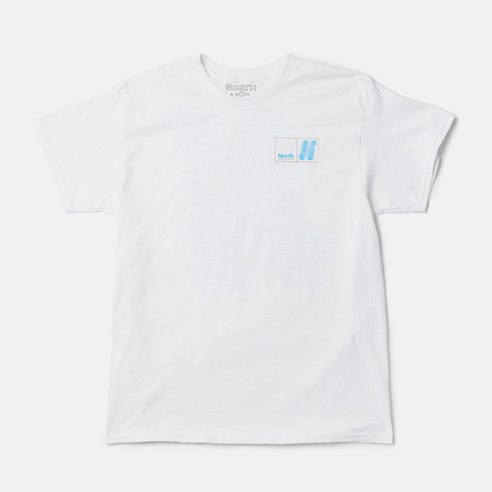 North Skate Mag - N Logo T-Shirt - White / Blue / Red