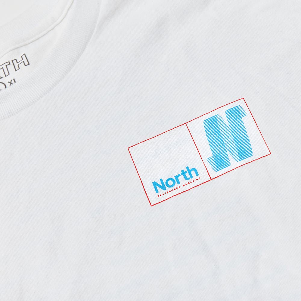 North Skate Mag - N Logo T-Shirt - White / Blue / Red