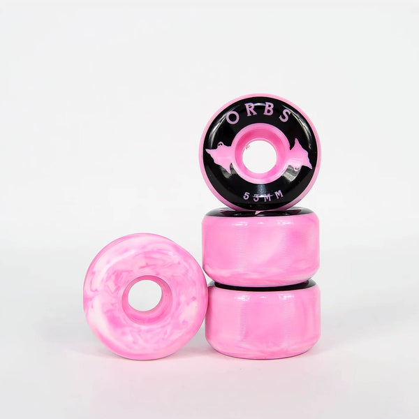 Welcome Skateboards - 53mm (99a) Orbs Specter Swirls Wheels - Pink / White
