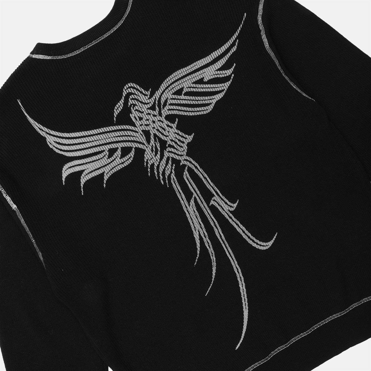 Pass Port Skateboards Calligraphy Black Knitted Jumper Back Graphic
