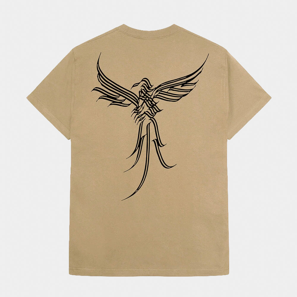 Pass Port Skateboards Caligraphy Khaki Brown T-Shirt
