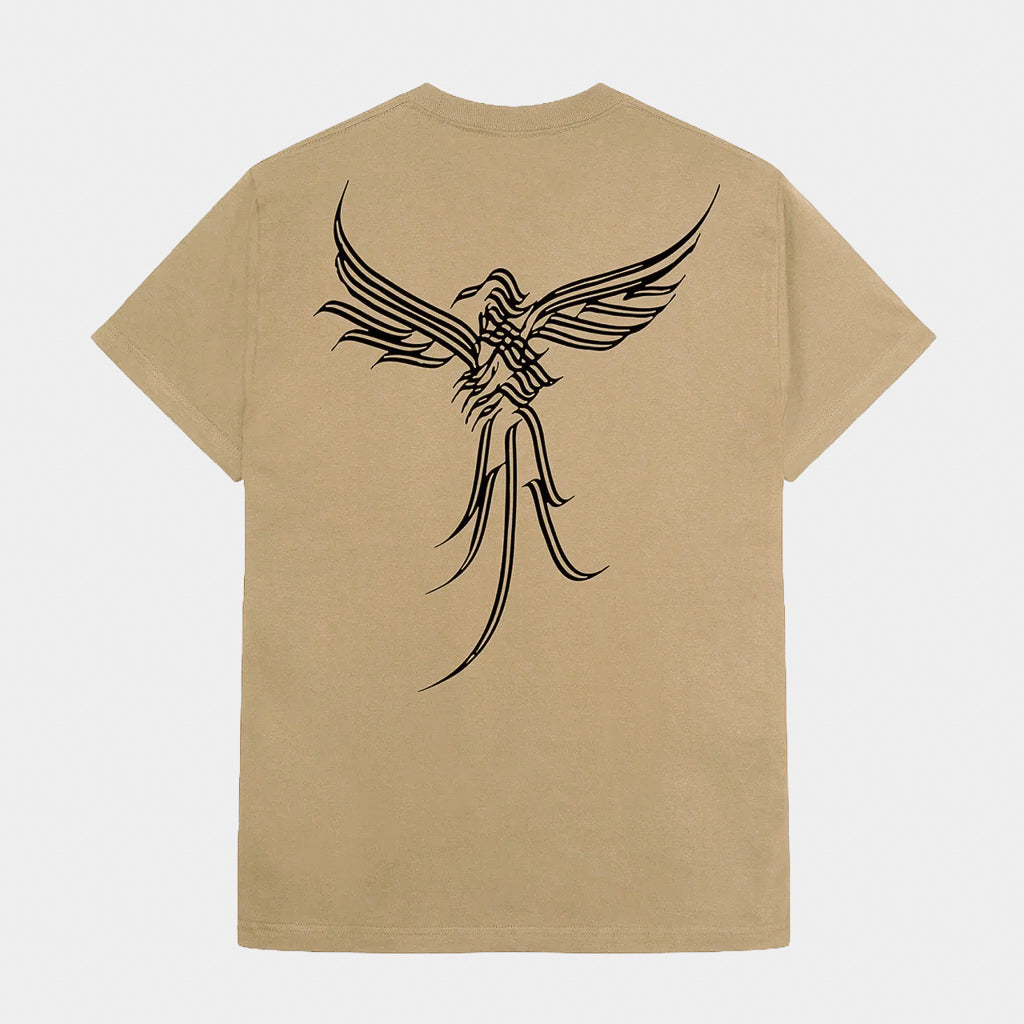 Pass Port Skateboards Caligraphy Khaki Brown T-Shirt