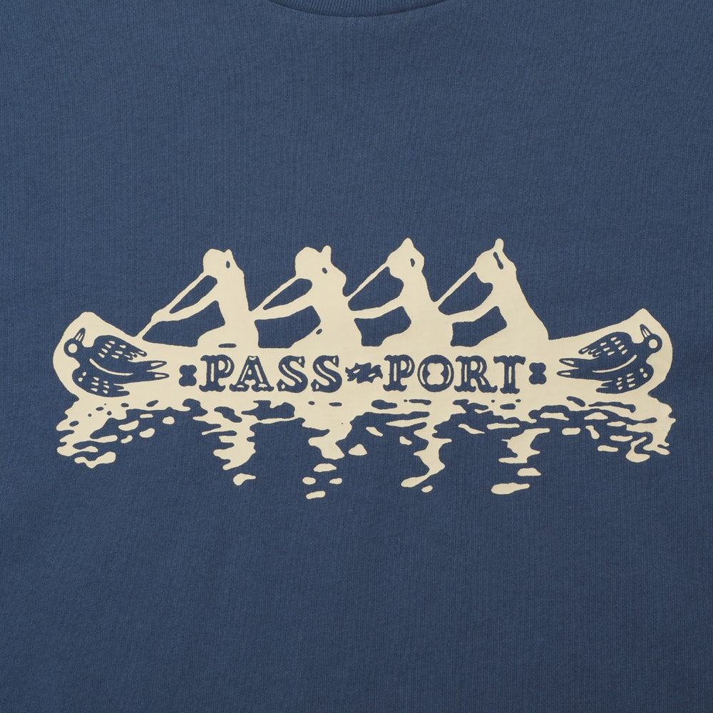 Pass Port Skateboards Canoe T-Shirt In Harbour Blue Front Print