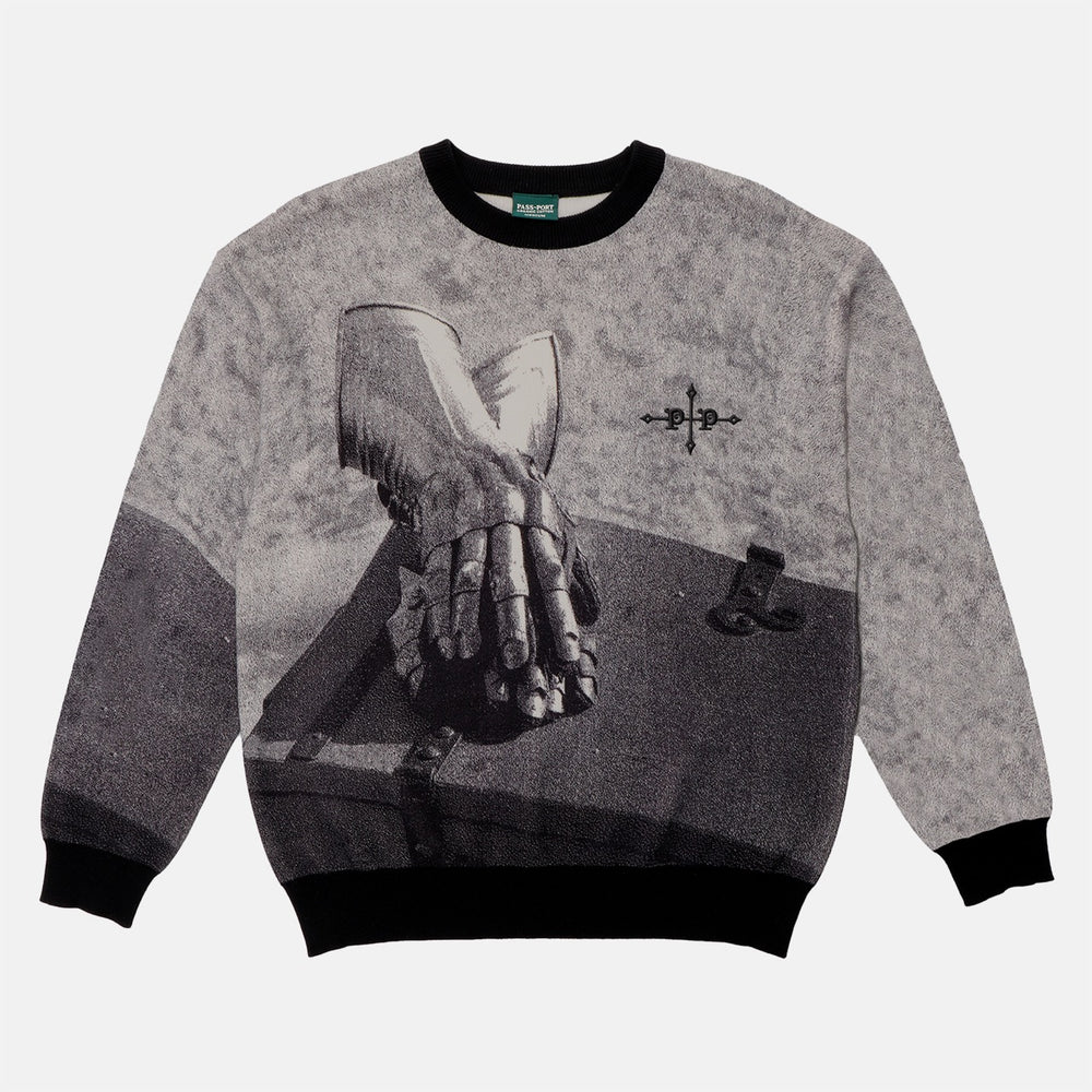 Pass Port Skateboards Gauntlets Grey And Black Knitted Jumper