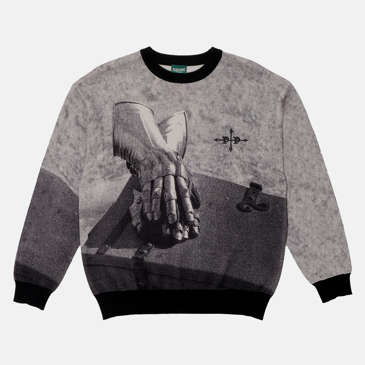 Pass Port Skateboards Gauntlets Grey And Black Knitted Jumper