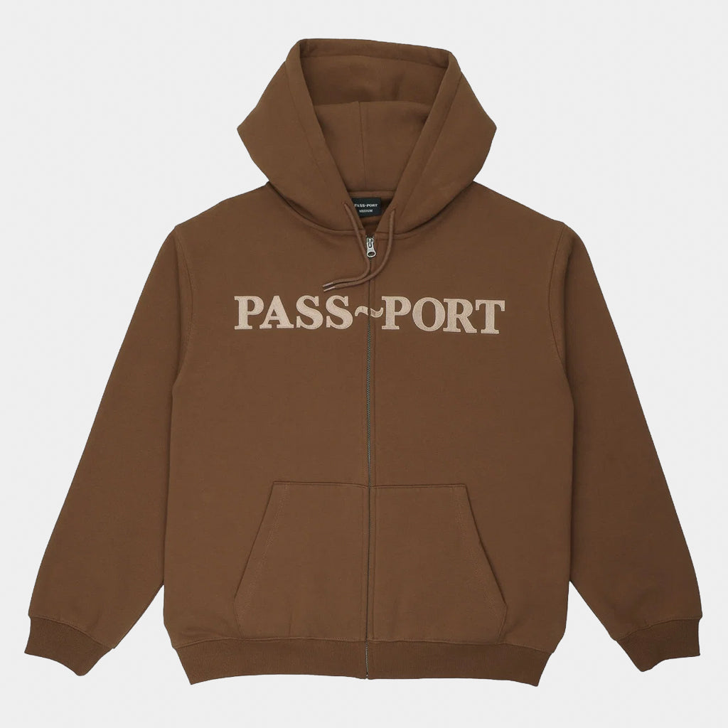 Pass Port Skateboards Official Chocolate Brown Zip Hooded Sweatshirt