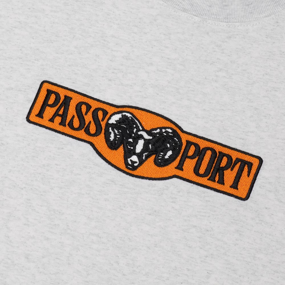 Pass Port Skateboards - Ram Embroidered T-Shirt - Ash