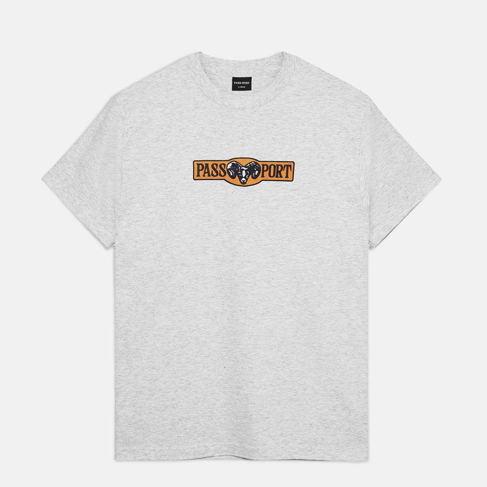 Pass Port Skateboards - Ram Embroidered T-Shirt - Ash