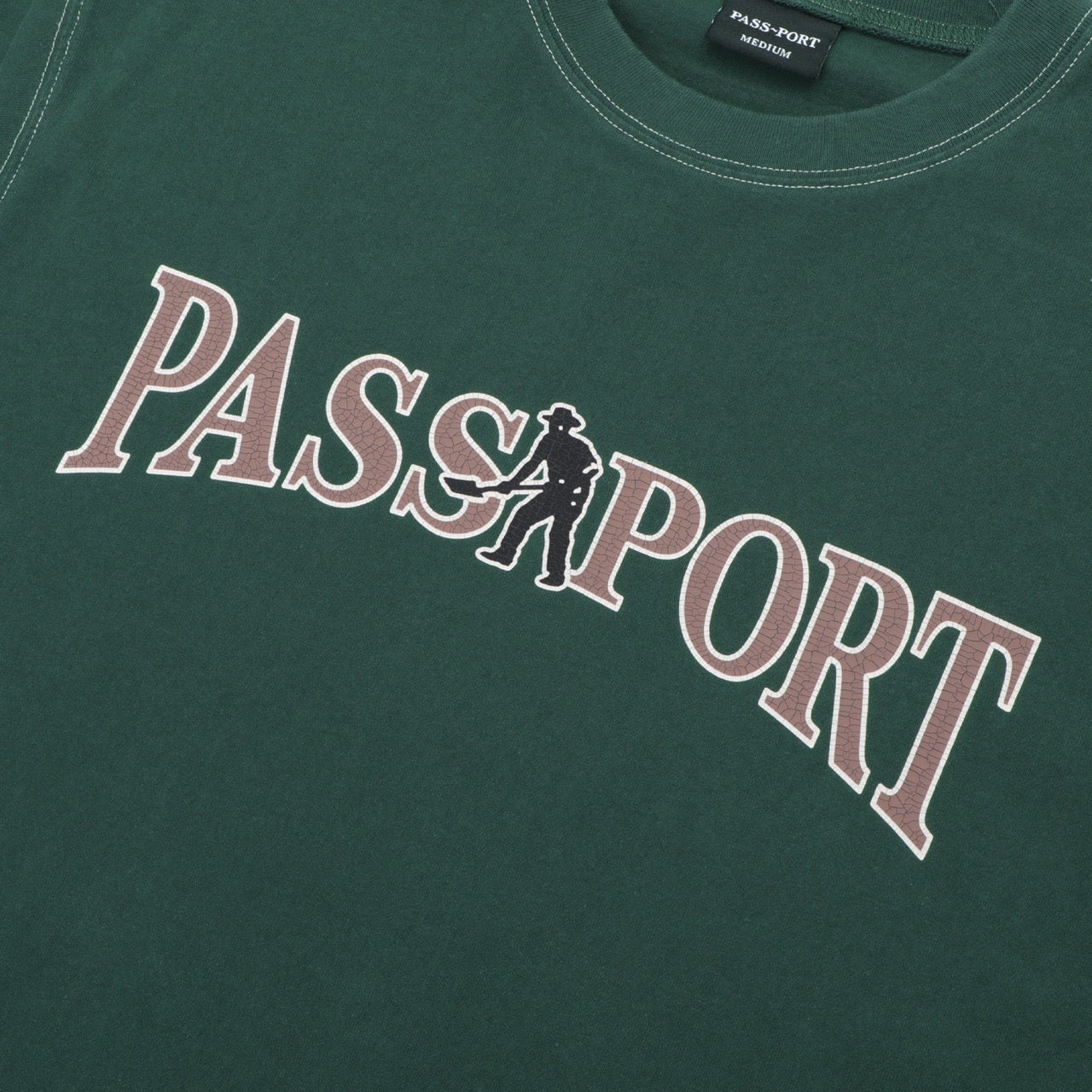 Pass Port Skateboards Official Contrast Green T-Shirt Front Print