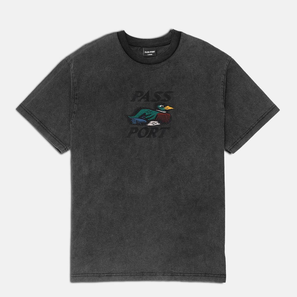 Pass Port Skateboards - Fast Duck Embroidered T-Shirt - Black Acid