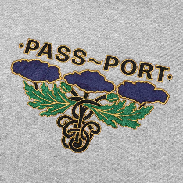 Pass Port Skateboards - Emblem Applique T-Shirt - Ash Heather
