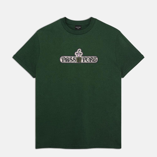 Pass Port Skateboards - Gardenia Embroidered T-Shirt - Forest Green