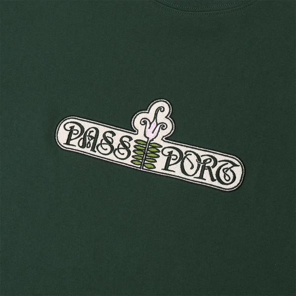 Pass Port Skateboards - Gardenia Embroidered T-Shirt - Forest Green