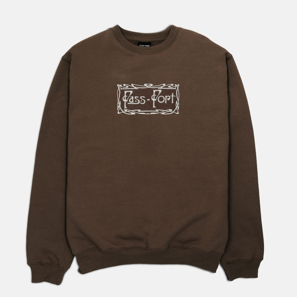 Pass Port Skateboards - Plume Embroidered Crewneck Sweatshirt - Bark