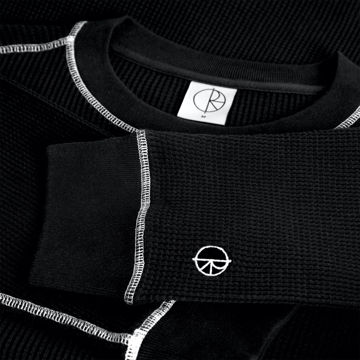Polar Skate Co. - Dylan Waffle Longsleeve T-Shirt - Black / White