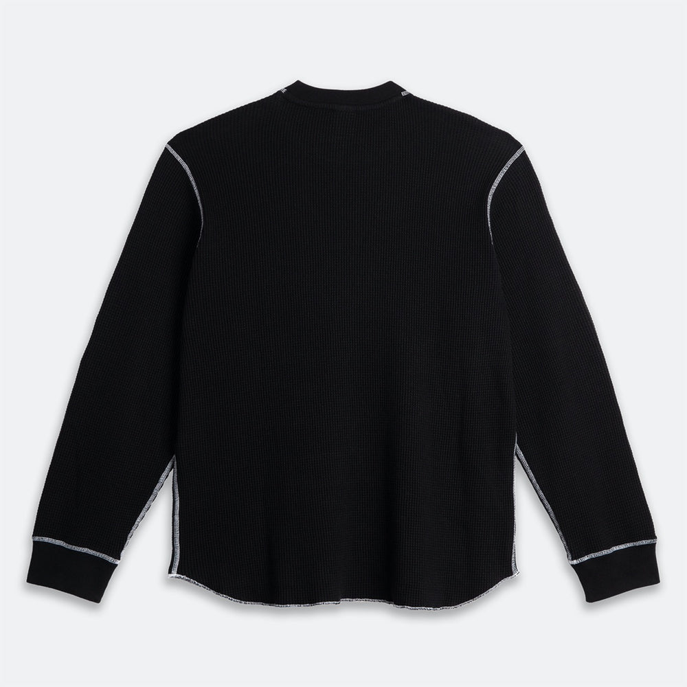 Polar Skate Co. - Dylan Waffle Longsleeve T-Shirt - Black / White