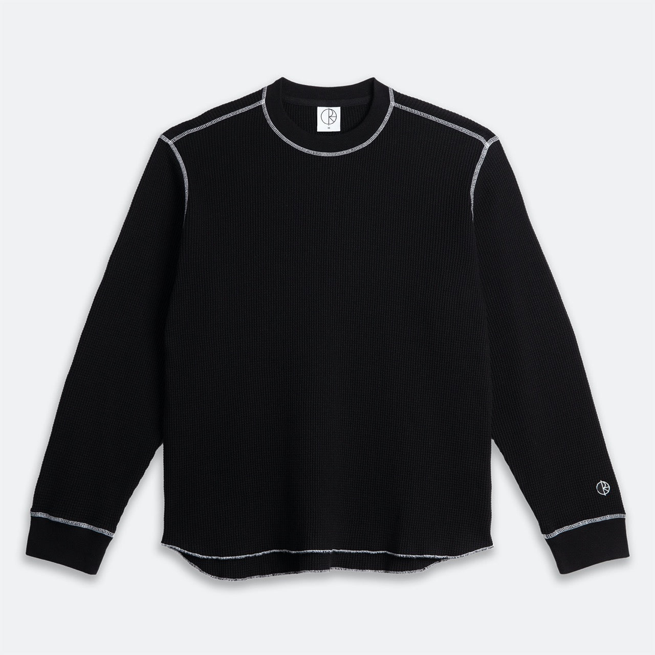 Polar Skate Co. - Dylan Waffle Longsleeve T-Shirt - Black / White