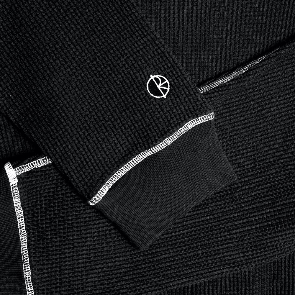 Polar Skate Co. - Dylan Waffle Longsleeve T-Shirt - Black / White