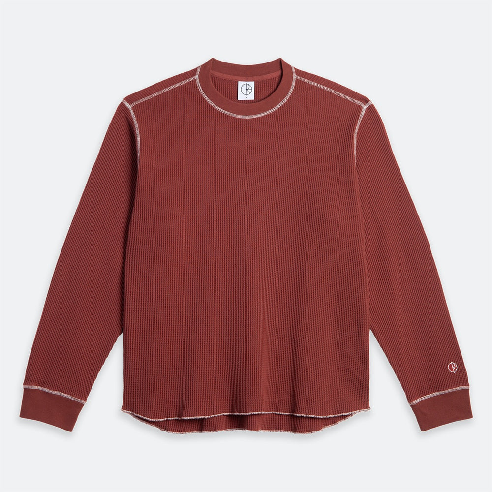 Polar Skate Co. - Dylan Waffle Longsleeve T-Shirt - Wine / White