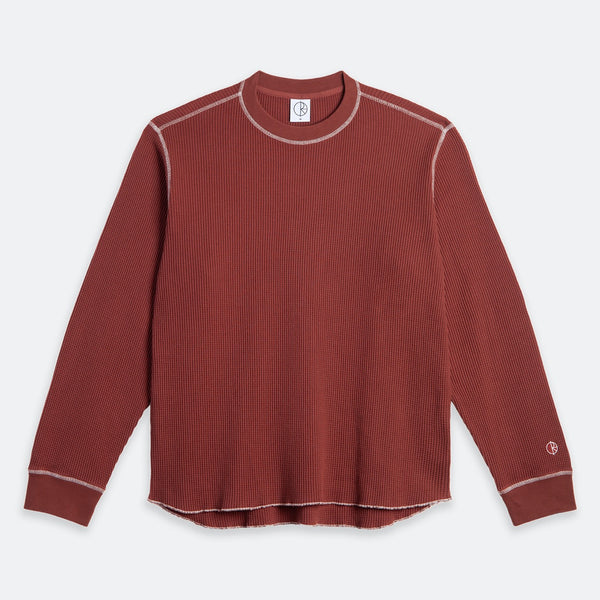 Polar Skate Co. - Dylan Waffle Longsleeve T-Shirt - Wine / White
