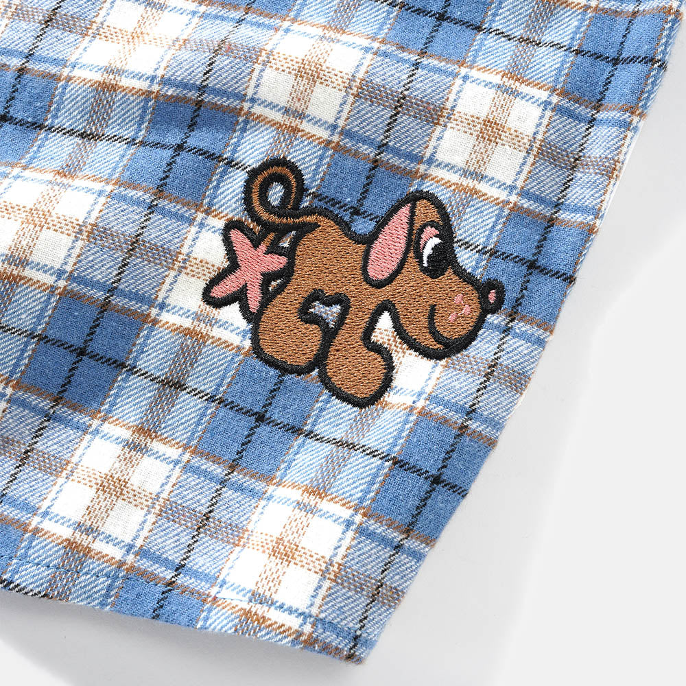 Butter Goods - Pooch Flannel Longsleeve Shirt - Sky Blue