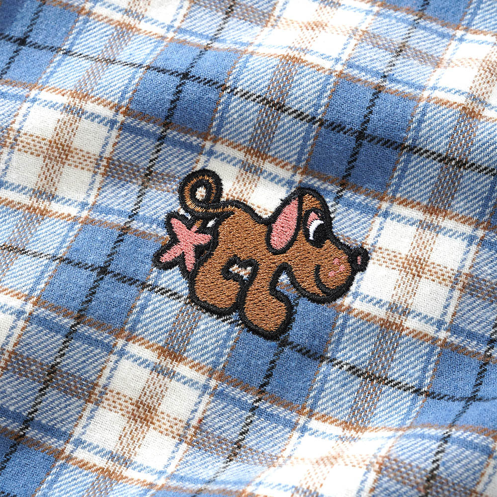 Butter Goods - Pooch Flannel Longsleeve Shirt - Sky Blue