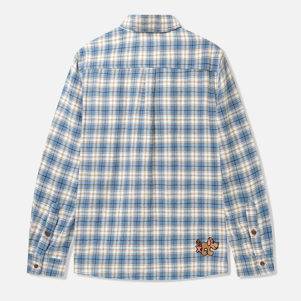 Butter Goods - Pooch Flannel Longsleeve Shirt - Sky Blue