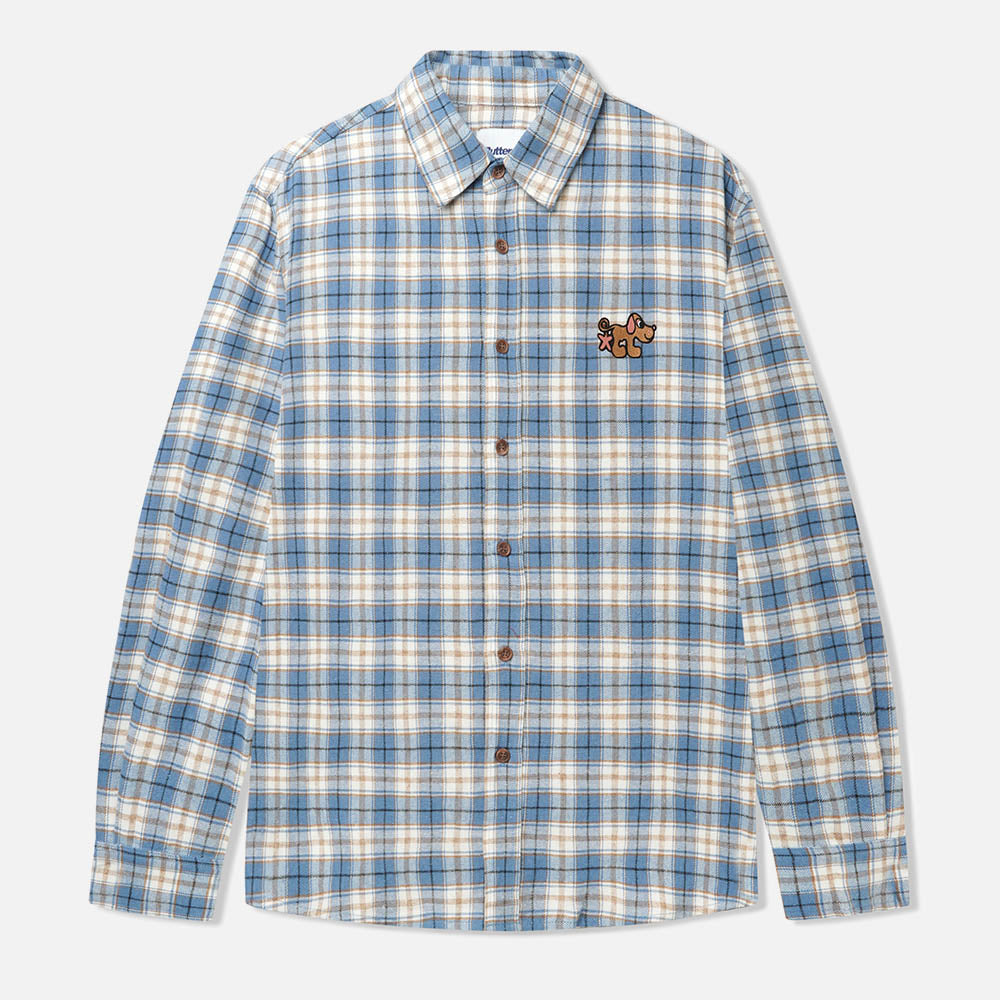 Butter Goods - Pooch Flannel Longsleeve Shirt - Sky Blue