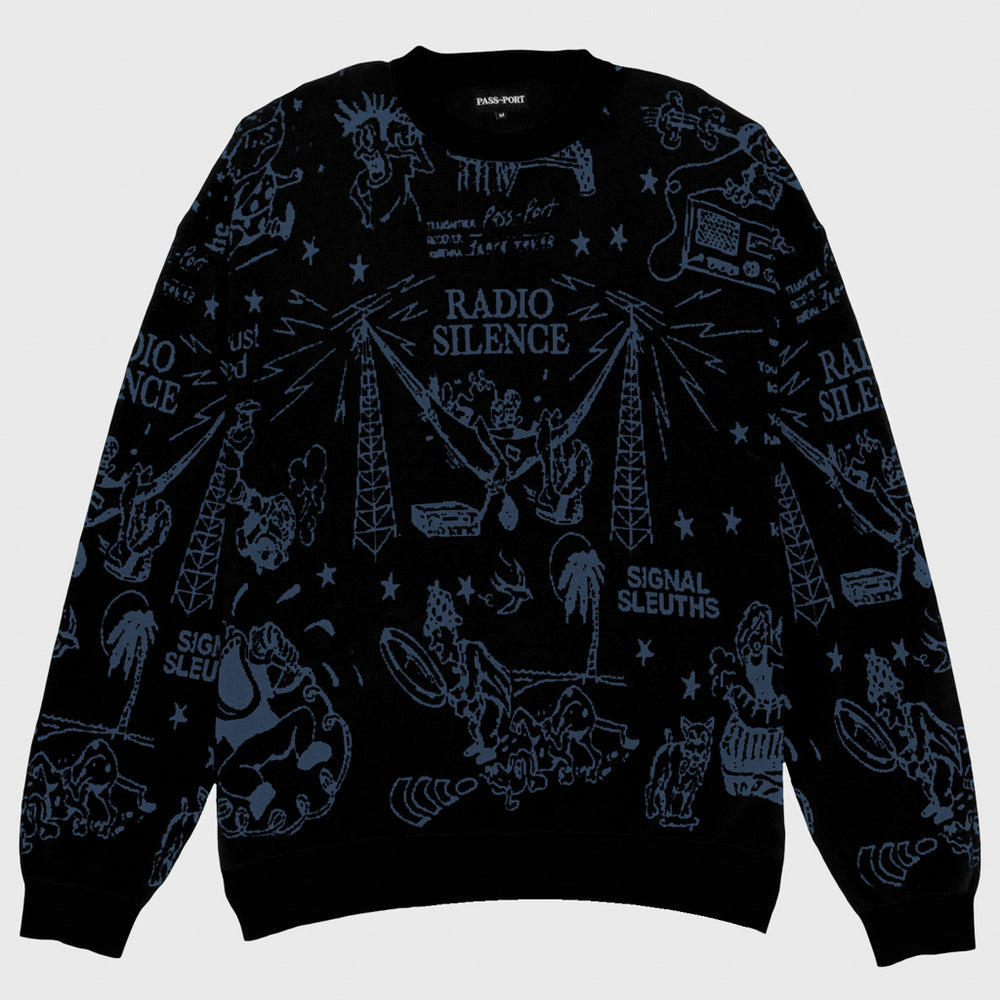Pass Port Skateboards - Eyeball Knitted Jumper - Black / Harbour Blue
