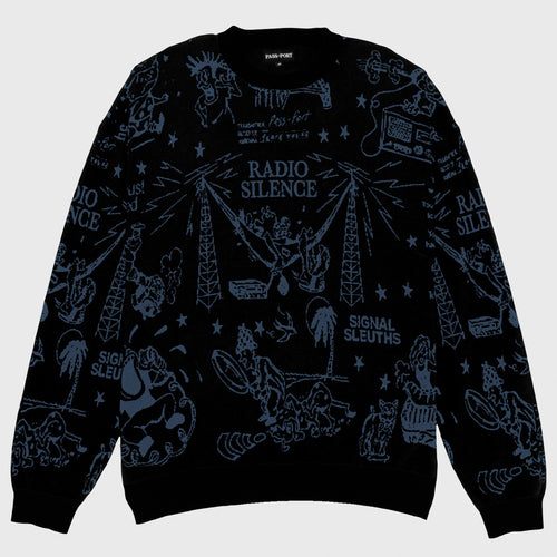 Pass Port Skateboards - Eyeball Knitted Jumper - Black / Harbour Blue
