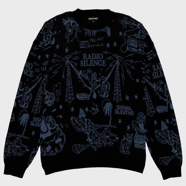 Pass Port Skateboards - Eyeball Knitted Jumper - Black / Harbour Blue