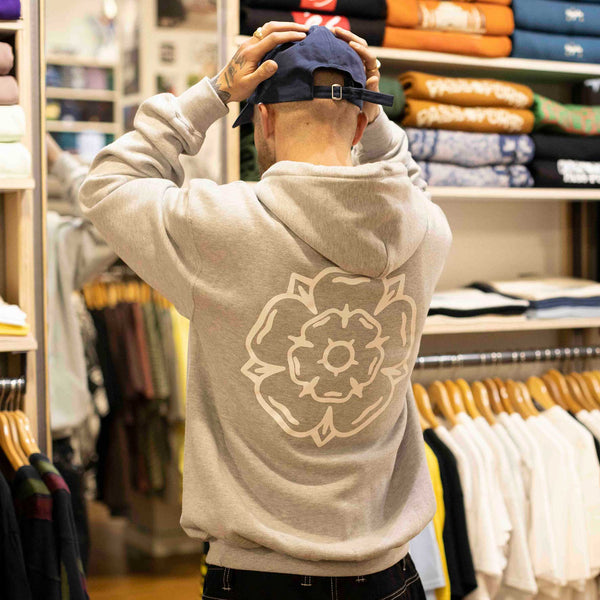 Don't Mess With Yorkshire - Rose Hooded Sweatshirt - Heather Grey / White