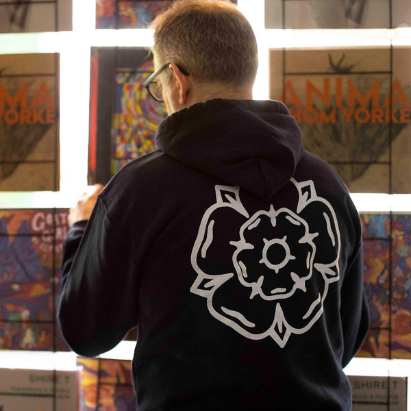 Don't Mess With Yorkshire - Rose Hooded Sweatshirt - Black / White