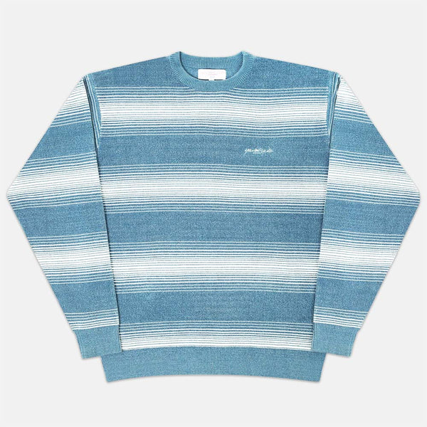 Yardsale - Chenille Ripple Knitted Jumper - White / Blue