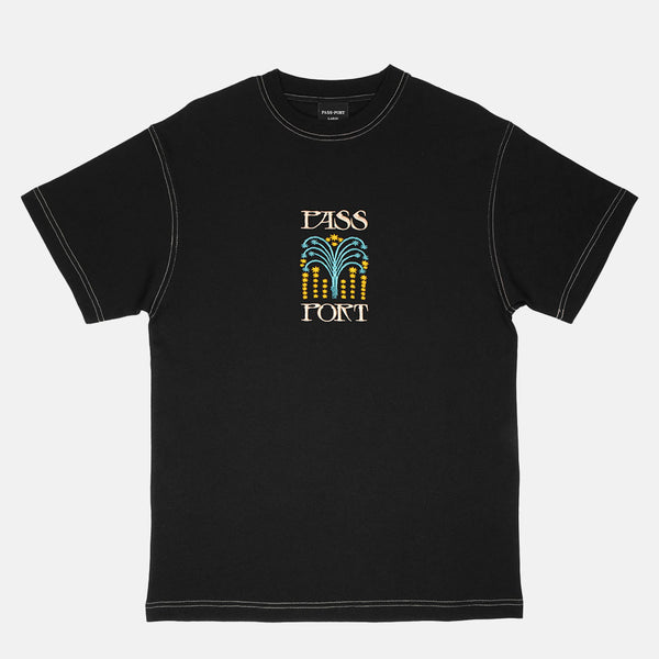 Pass Port Skateboards - Roman Candle Embroidered T-Shirt - Black