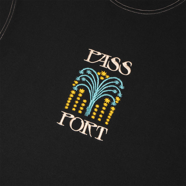 Pass Port Skateboards - Roman Candle Embroidered T-Shirt - Black